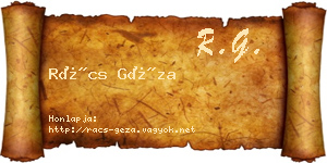 Rács Géza névjegykártya