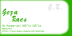 geza racs business card